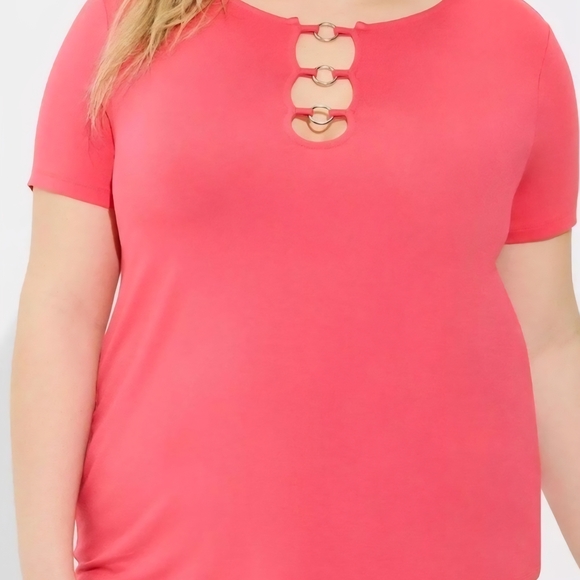 Torrid Soft Knit Women's Coral Top with Ring Detail - Picture 3 of 4